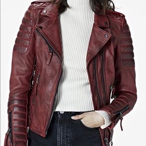 BODA SKINS Burnt Red Leather Jacket.